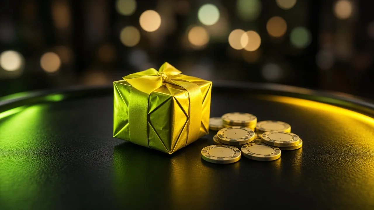 Twindor casino bonus, Geschenk und Jetons in Limettengrün und Gelb